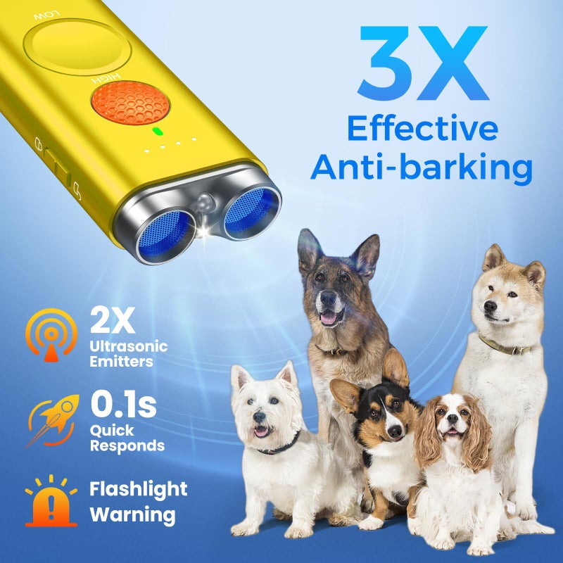 Saigain Dog Bark Deterrent Device, Anti Barking Device for Dogs Indoor Outdoor, Barks No More Dog Training Device Handheld Ultrasonic 50 Ft Range Rechargeable with Flashlight for Small Medium Large Dogs - Image 3