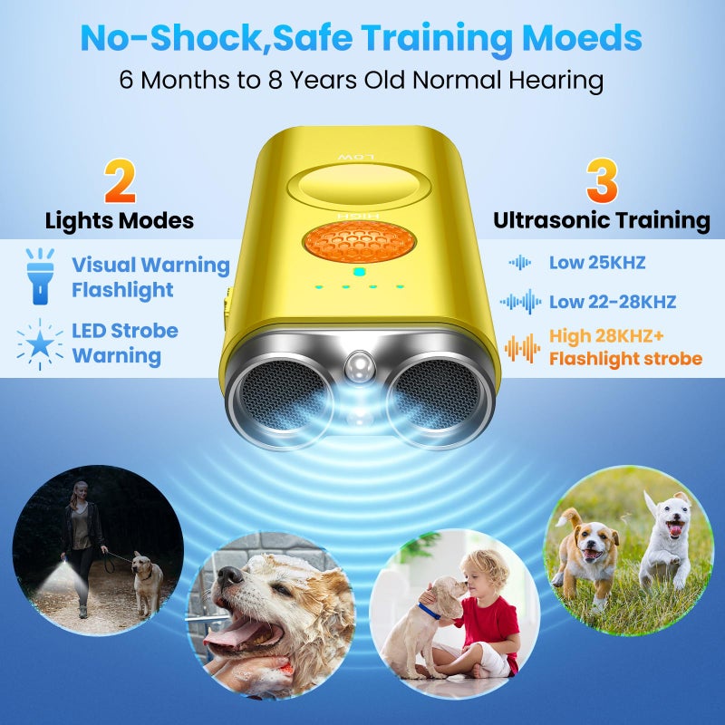 Saigain Dog Bark Deterrent Device, Anti Barking Device for Dogs Indoor Outdoor, Barks No More Dog Training Device Handheld Ultrasonic 50 Ft Range Rechargeable with Flashlight for Small Medium Large Dogs - Image 2