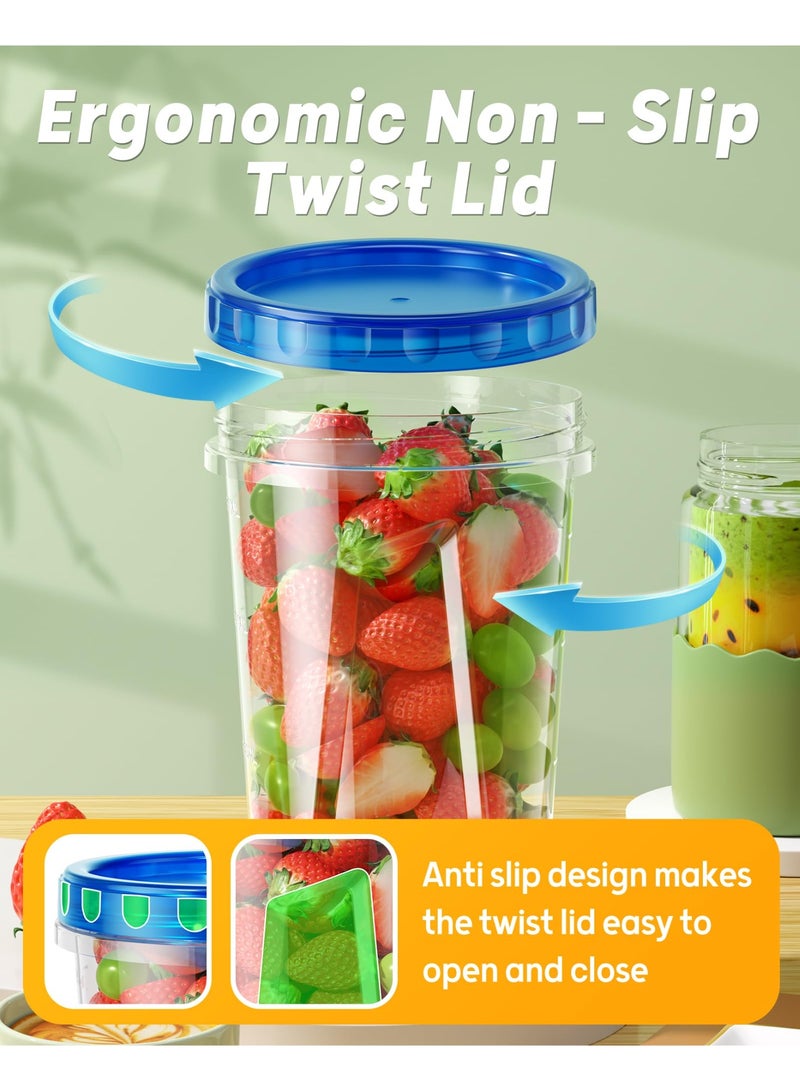 عربست عبوة من 6 علب تخزين طعام بلاستيكية سعة 34 أونصة، مزودة بأغطية قابلة للفتح واللف، خالية من مادة BPA وقابلة لإعادة الاستخدام، مانعة للتسرب وآمنة للاستخدام في الميكروويف وغسالة الصحون. - Image 3