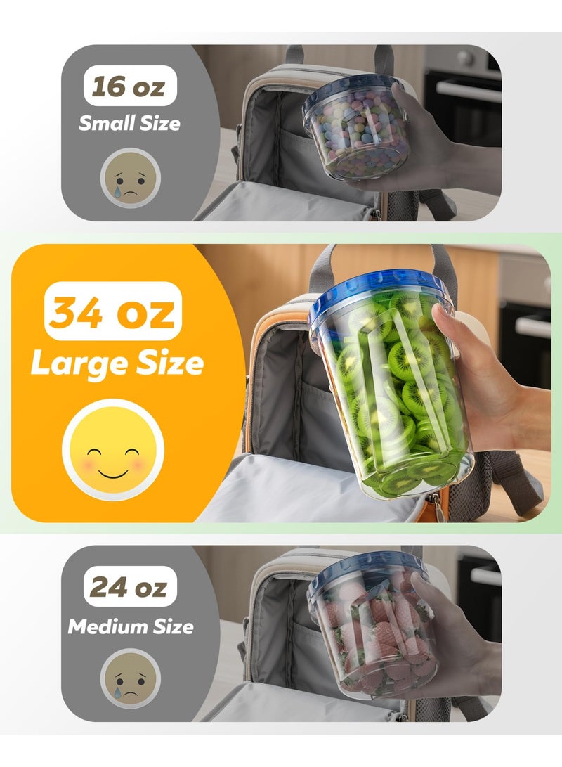 عربست عبوة من 6 علب تخزين طعام بلاستيكية سعة 34 أونصة، مزودة بأغطية قابلة للفتح واللف، خالية من مادة BPA وقابلة لإعادة الاستخدام، مانعة للتسرب وآمنة للاستخدام في الميكروويف وغسالة الصحون. - Image 5