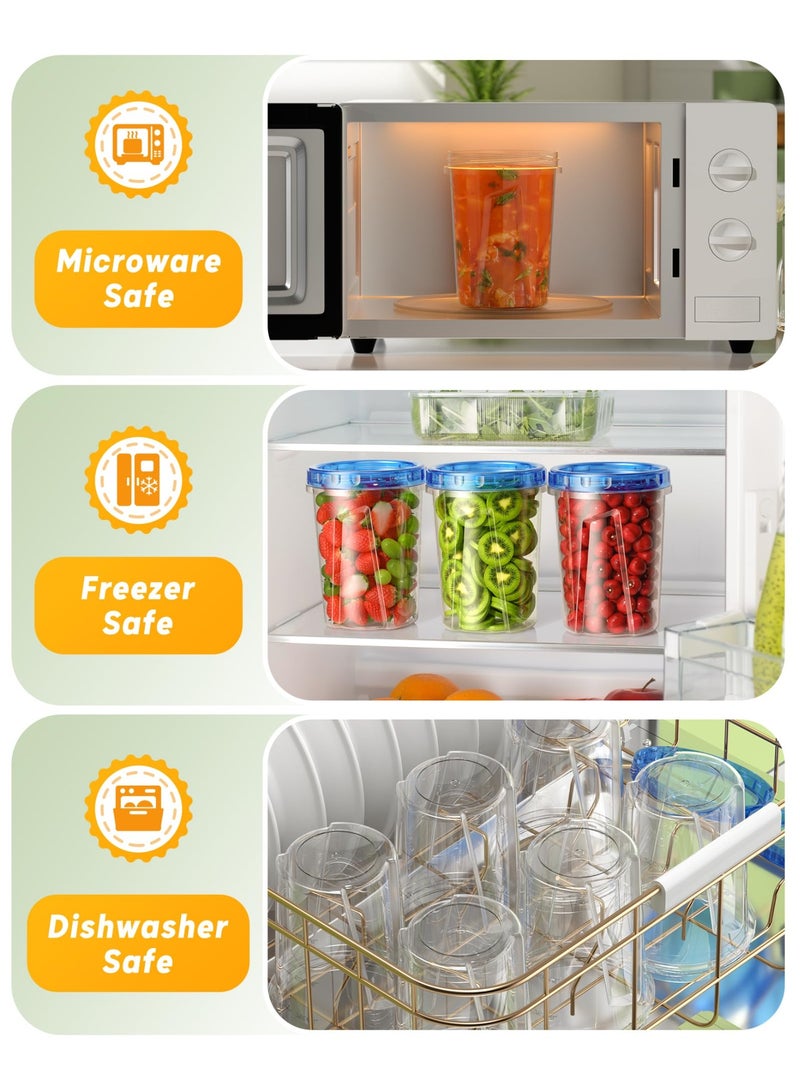 عربست عبوة من 6 علب تخزين طعام بلاستيكية سعة 34 أونصة، مزودة بأغطية قابلة للفتح واللف، خالية من مادة BPA وقابلة لإعادة الاستخدام، مانعة للتسرب وآمنة للاستخدام في الميكروويف وغسالة الصحون. - Image 4