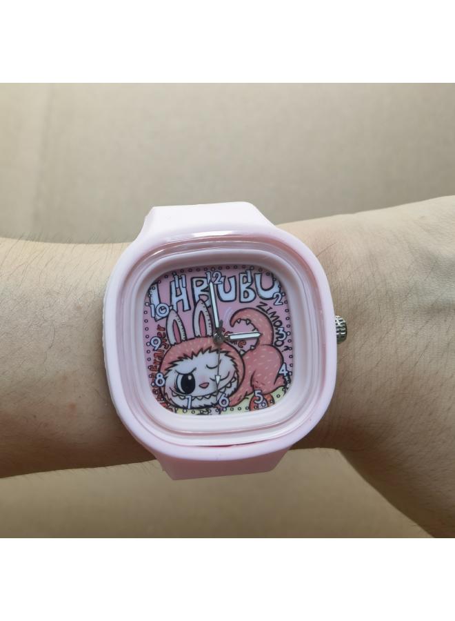 Square Bubble Mart Labubu Watch Silicone Quartz Student Labubu Thailand Explosions Cartoon New 