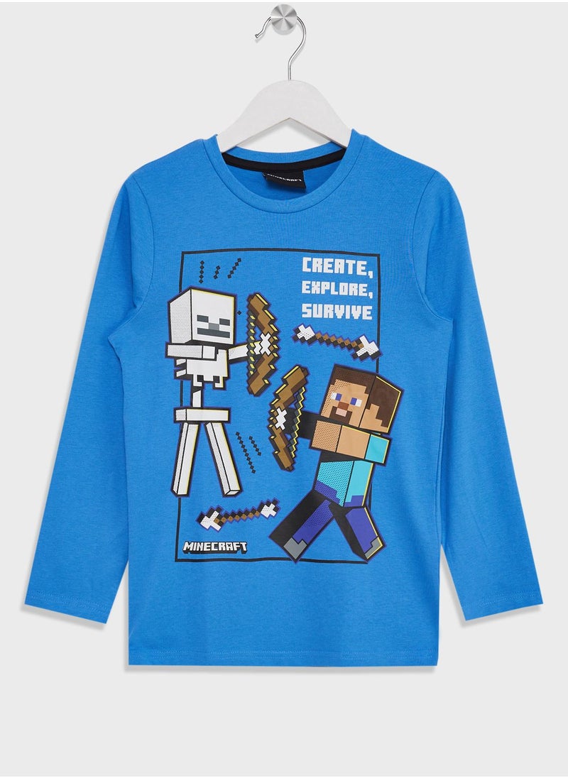 MINECRAFT - Minecraft Boys Printed Long Sleeve T-Shirt - Image 1
