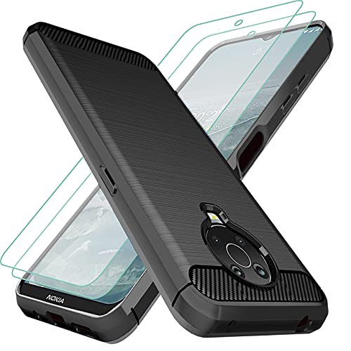 Osophter for Nokia G10 Case,Nokia G20 Case with 2pcs Screen Protector Shock-Absorption Flexible TPU Rubber Protective Cell Phone Cover(Black) - Image 1