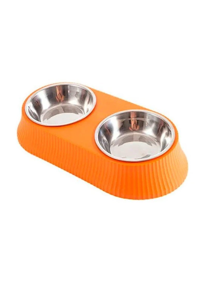 وعاء مزدوج من الفولاذ المقاوم للصدأ قابل للفصل، جهاز تغذية الحيوانات الأليفة للقطط والكلاب الصغيرة - Image 1