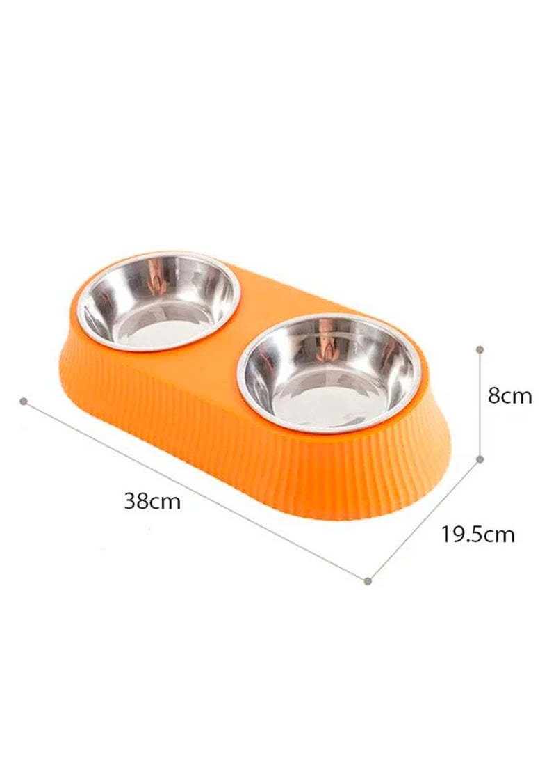 وعاء مزدوج من الفولاذ المقاوم للصدأ قابل للفصل، جهاز تغذية الحيوانات الأليفة للقطط والكلاب الصغيرة - Image 2