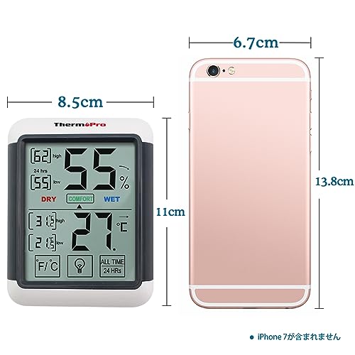 ThermoPro ThermoPro Hygrometer, Digital Thermometer, Hygrometer, Indoor, Large LCD Screen, Maximum Lowest Temperature and Humidity Display, Backlight Function, Touch Screen, Can be Used on Places, - Image 5