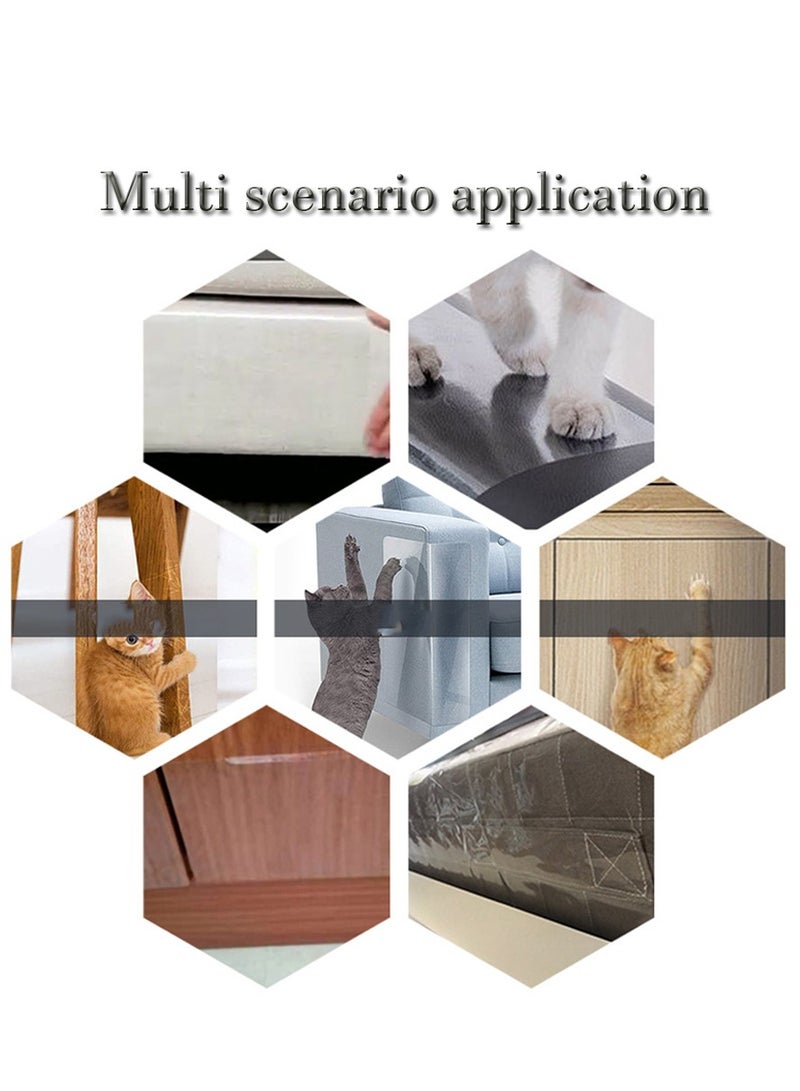 SYOSI 8 ورقات واقي خدش القطط من PVC شفاف مضاد للخدش للأريكة مع لاصق مزدوج الجوانب لحماية الأثاث غير سامة ومقاومة للاهتراء لحماية زوايا الطاولة 12x17 إنش - Image 2