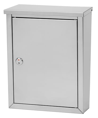 Architectural Mailboxes Regent™ Locking, Vertical Wall-Mounted Mailbox for Outside, Metal Stainless Steel Small Mail Box with Lock and Key Drop Box - Image 1