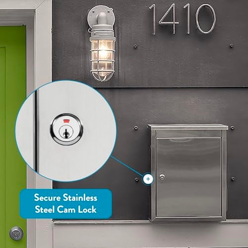 Architectural Mailboxes Regent™ Locking, Vertical Wall-Mounted Mailbox for Outside, Metal Stainless Steel Small Mail Box with Lock and Key Drop Box - Image 2