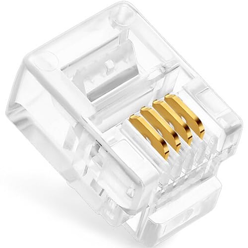 NECABLES 20Pack RJ11 Pass Through Connector 6P4C Telephone Modular Plug 3 Prong Type for Phone Line Cord - Image 3