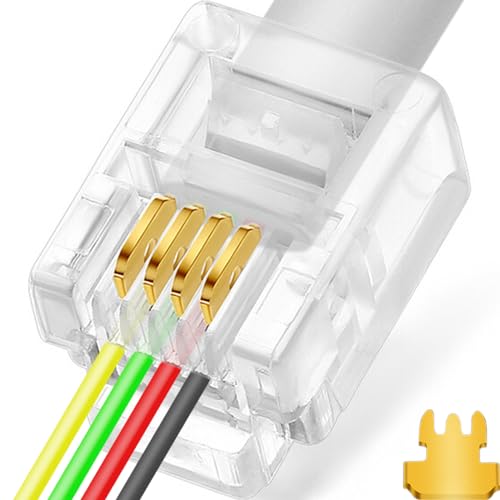 NECABLES 20Pack RJ11 Pass Through Connector 6P4C Telephone Modular Plug 3 Prong Type for Phone Line Cord - Image 1