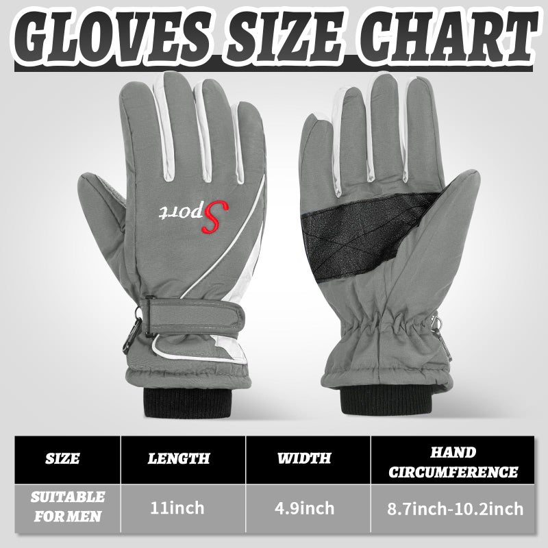 Jeere 2 Pairs Winter Ski Gloves Men Women Waterproof Snow Gloves Adjustable Snowboard Mittens with Zipper Strap Hook Pocket(Grey,Pink) - Image 4