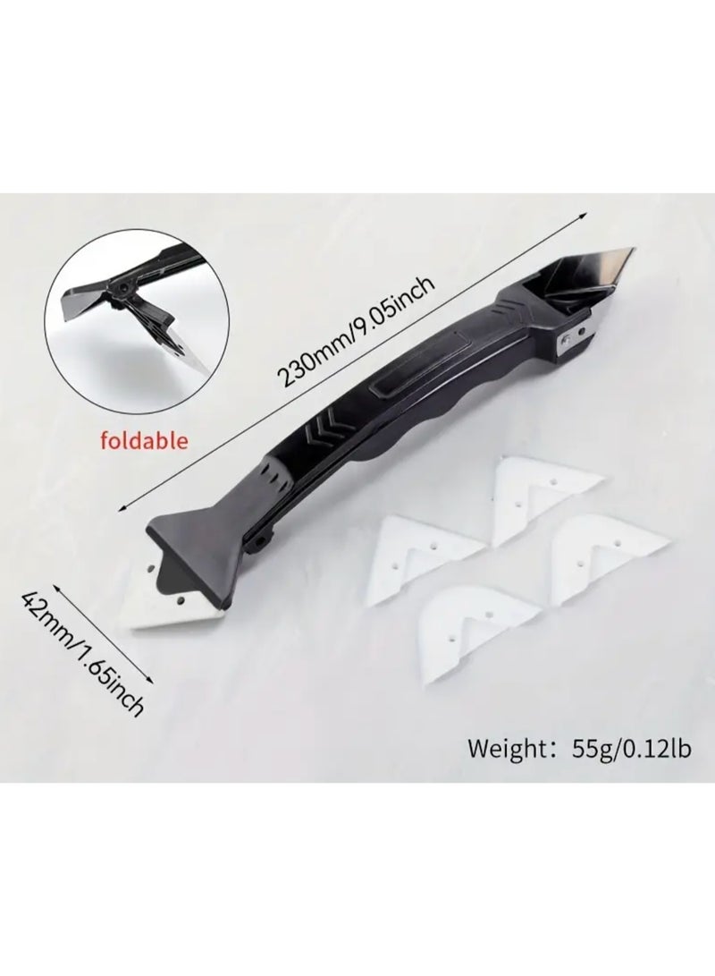 5 in 1 Silicone Caulking Tool Kit Stainless Steelhead Caulk Remover And Sealant Finishing Tools Grout Scraper - Image 2