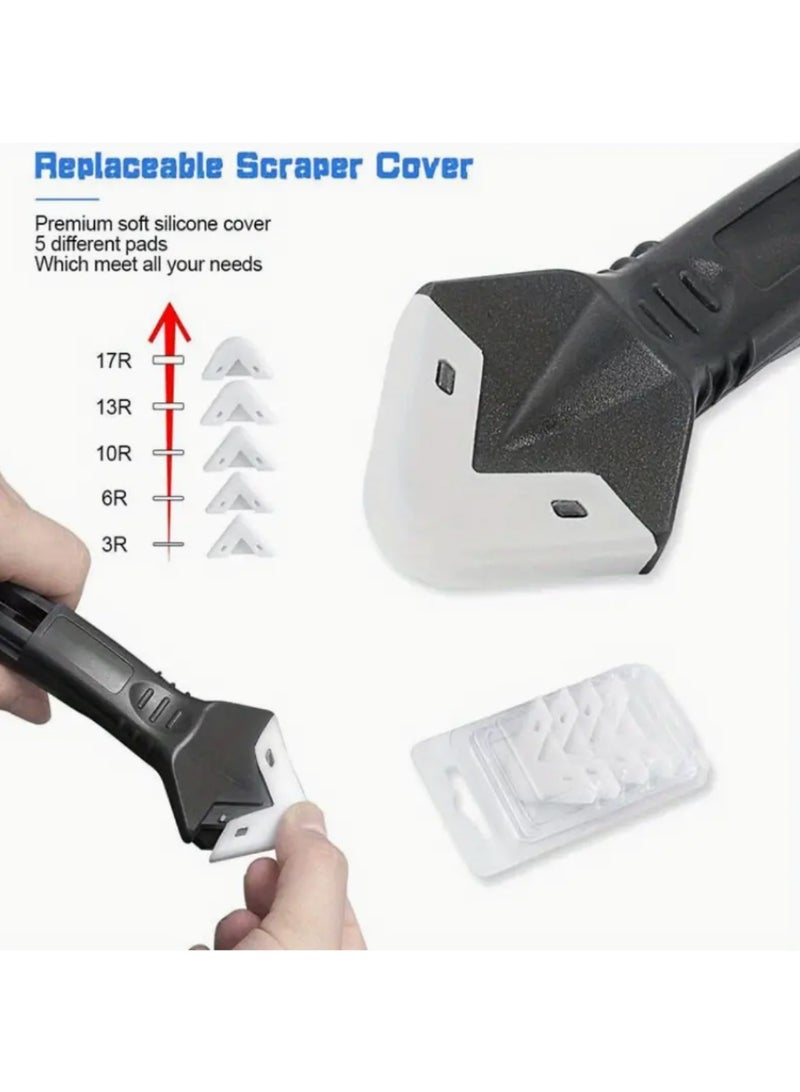 5 in 1 Silicone Caulking Tool Kit Stainless Steelhead Caulk Remover And Sealant Finishing Tools Grout Scraper - Image 3