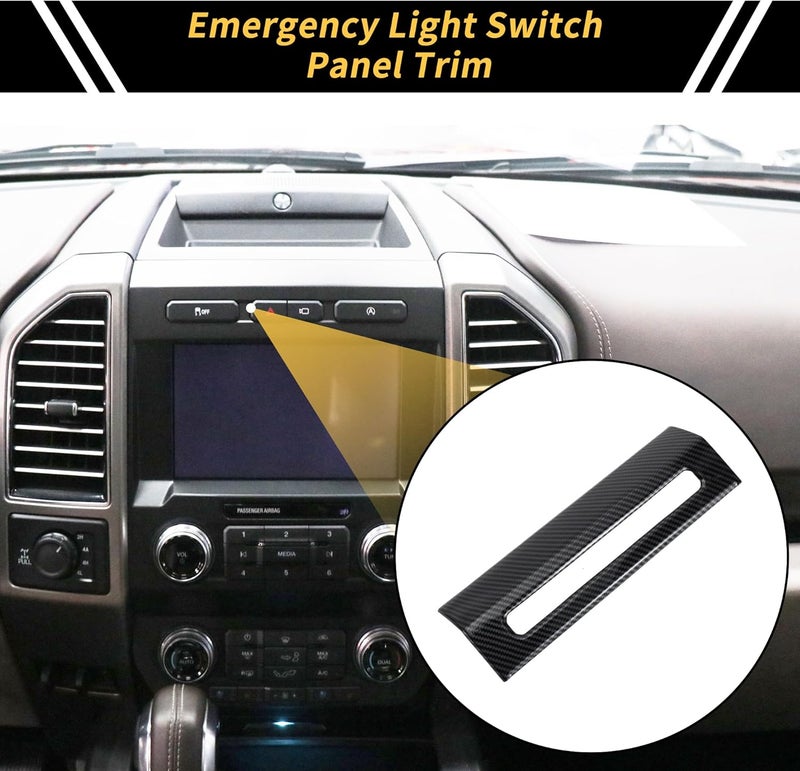 REPAIROCK Emergency Light Switch Panel Trim for Ford F-150 2015-2020 - Carbon Fiber ABS Black - Image 2