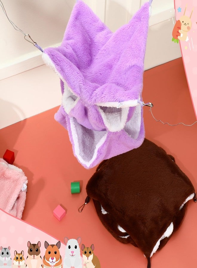 Weewooday 3 Pcs Rat Hammock 3 Tier Pet Guinea Pig Hammock for Cage Hanging Bed Cage Accessories for Small Animals Hamster Parrot Sugar Glider Ferrets Chinchilla Playing Sleeping (Pink,Purple,Brown) - Image 4