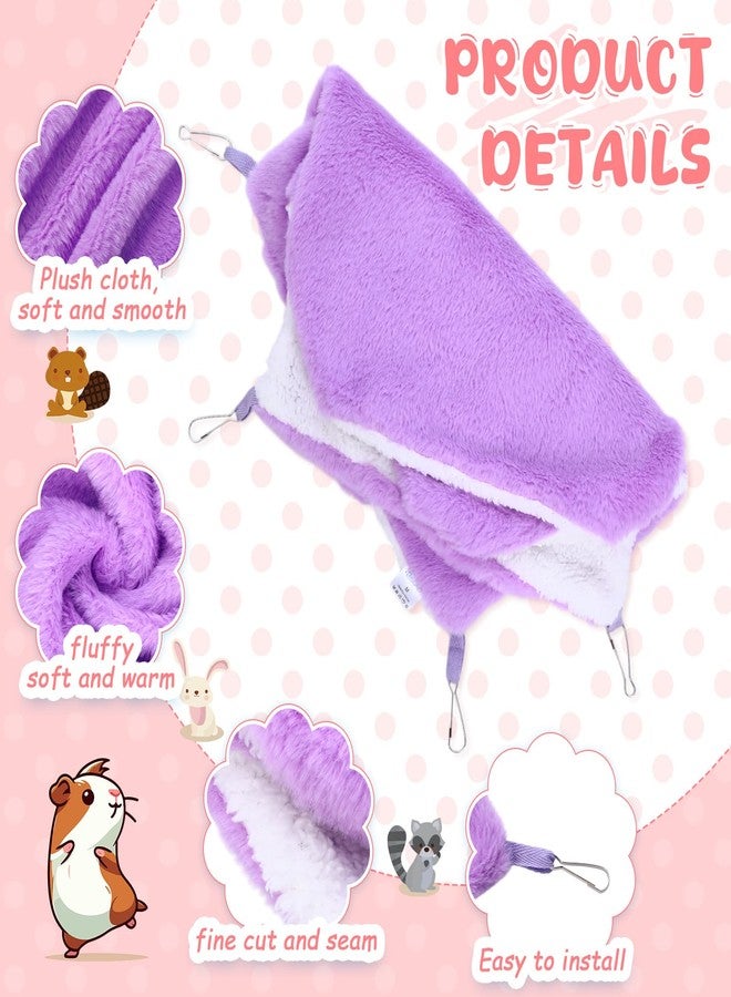 Weewooday 3 Pcs Rat Hammock 3 Tier Pet Guinea Pig Hammock for Cage Hanging Bed Cage Accessories for Small Animals Hamster Parrot Sugar Glider Ferrets Chinchilla Playing Sleeping (Pink,Purple,Brown) - Image 3