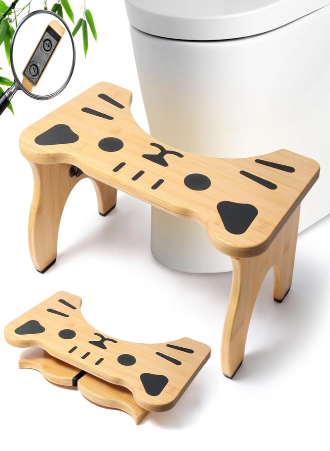 ANSISFOTO Bamboo Toilet Stool Foldable, 7 in Poop Stool for Bathroom, Portable Squatting Potty Stool for Adults & Kids, Non-Slip Toilet Foot Pooping Steps, No Assembly Required - Image 1