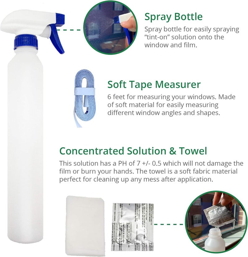 Greenfilm Residential Window Tinting Kit - 7 Pieces Home Window Tint Installation Tools Set - Spray Bottle, Solution Spray, Squeegee, Knife, Fabric Cloth and Cutting Bar - Image 2