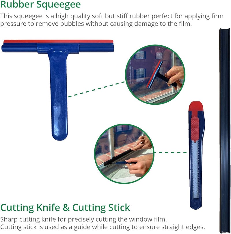 Greenfilm Residential Window Tinting Kit - 7 Pieces Home Window Tint Installation Tools Set - Spray Bottle, Solution Spray, Squeegee, Knife, Fabric Cloth and Cutting Bar - Image 3