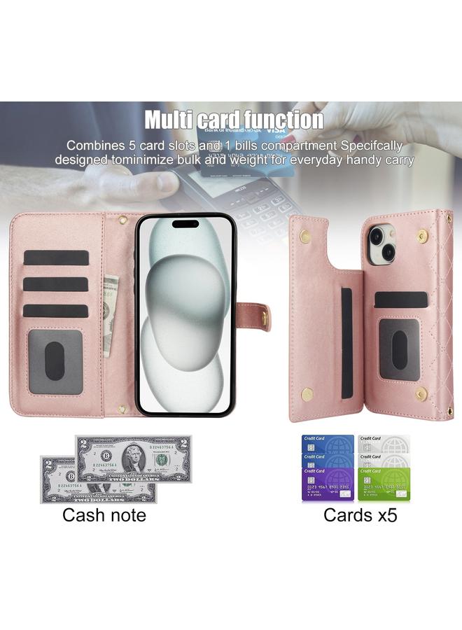 اس-توب جراب هاتف iPhone 15 Plus متعدد الوظائف من الجلد على شكل معين - Image 4