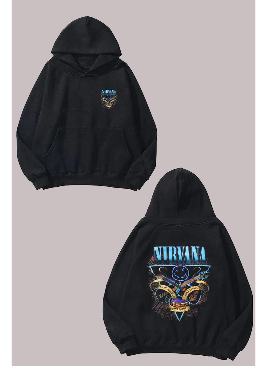 The Wert - Unisex Nirvana Face Music Design Front Back Printed Regular Fit Black Sweatshirt - Image 1
