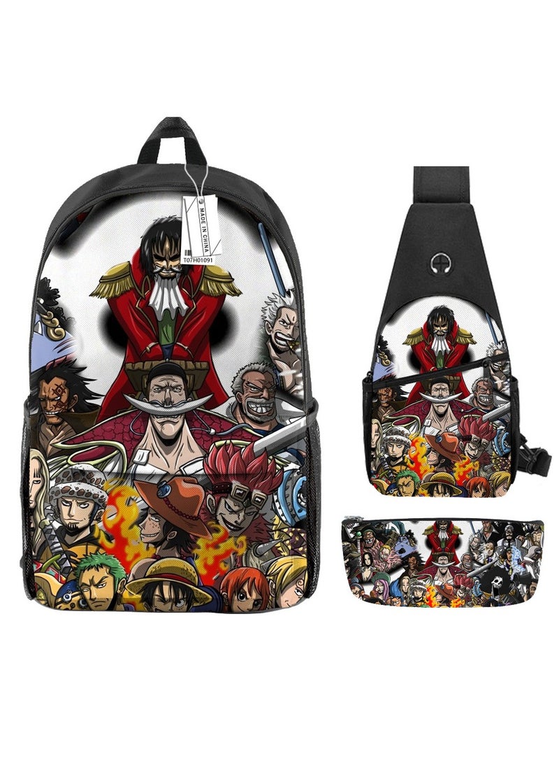 Student creative pattern backpack three-piece set 3D butterfly series men's and women's large-capacity computer backpack combination,21- Three-piece set - 90