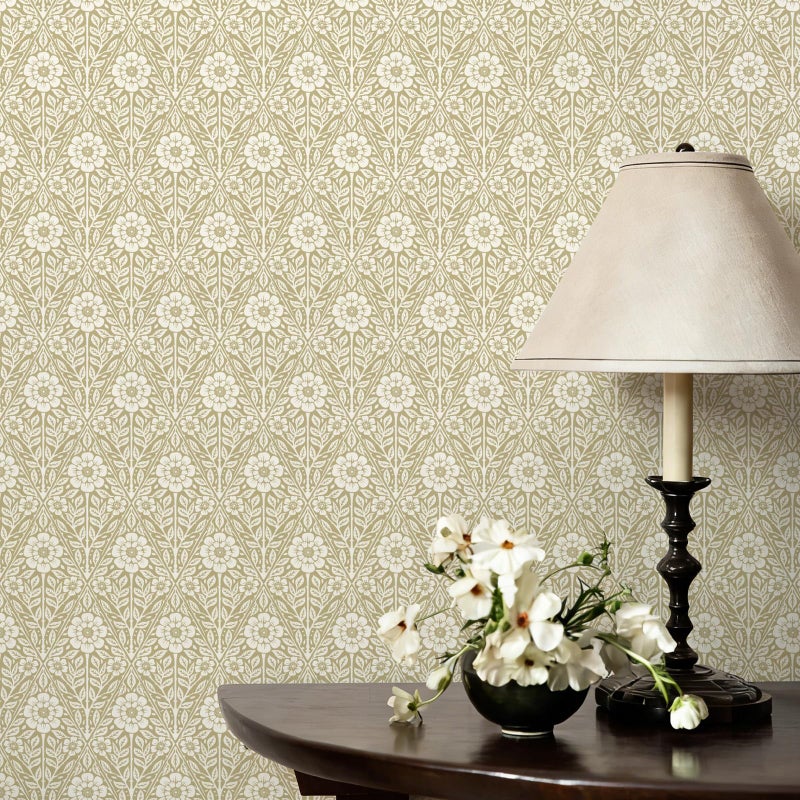 LUKUUI Floral Wallpaper Peel and Stick Vintage Boho Cream Damask Wallpaper Textured Removable Self Adhesive Vinyl Wall Paper for Bedroom Bathroom Cabinets 17.3" x 78.7" - Image 3