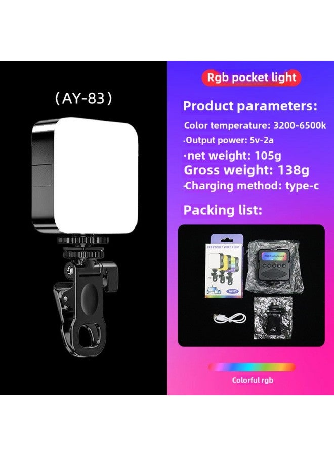 Direct Supply RGB Full Color Fill Light Mini Portable Led Pocket Light Outdoor Professional Shooting Gourmet Soft Light-Light Source Color: (rgb Colorful + Powerful Clip + Charging Model)  - Image 1