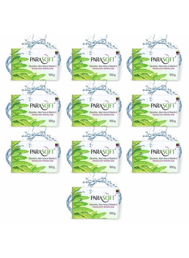 Parasoft Moisturising Daily Skin Nourishing Bathing Bar Soap with Goodness of Aloe Vera, Glycerine & Vitamin E For Dry Skin, Paraben Free Body Cleansing Soap -100gm(Pack of 10) - Image 1