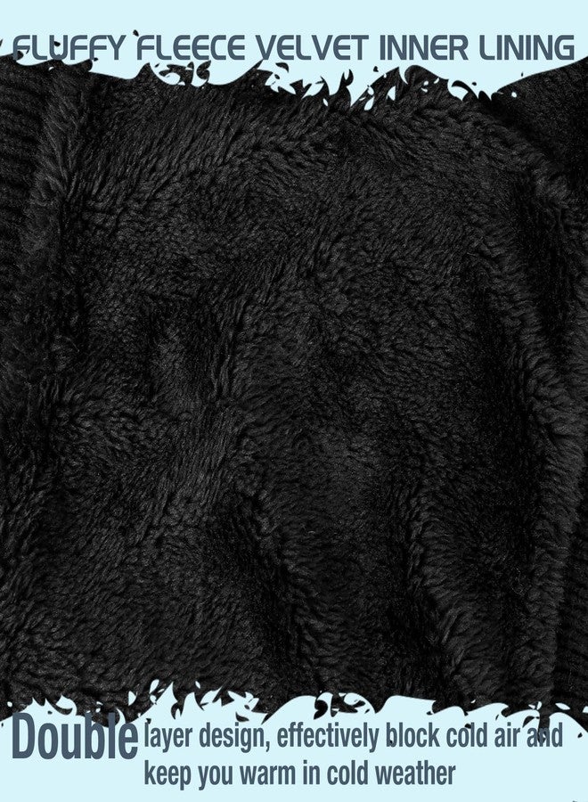 Goocoz Mens Scarf Winter Neck Gaiters 3PCS, Knit Neck Warmer with Thick Fleece Lining Scarves, Cold Weather Gear for Men Ski, Black/Grey/Darkgrey, M - Image 3