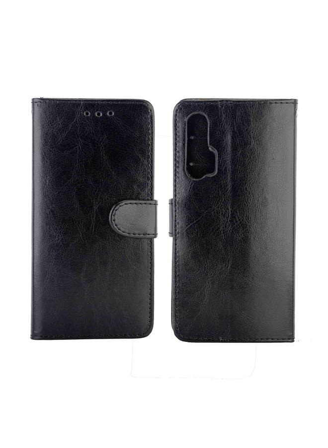 اس-توب جراب لهاتف Huawei Nova 6 مصنوع من الجلد بتصميم Crazy Horse بتصميم أفقي مع حامل وفتحات للبطاقات ومحفظة وإطار للصور - Image 4