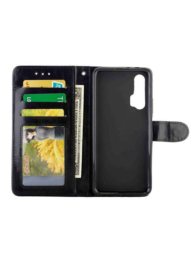 اس-توب جراب لهاتف Huawei Nova 6 مصنوع من الجلد بتصميم Crazy Horse بتصميم أفقي مع حامل وفتحات للبطاقات ومحفظة وإطار للصور - Image 5