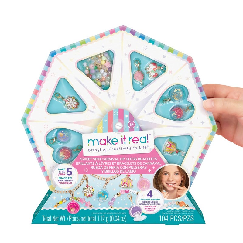 Make It Real Sweet Spin Carnival Lip Gloss Bracelets DIY Kit (104 Pieces) - Image 1