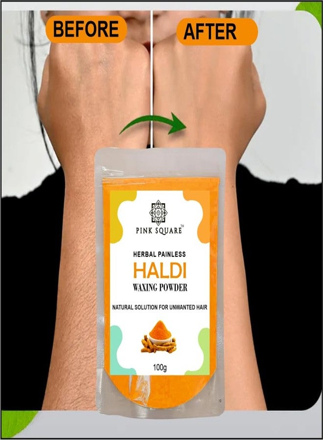 Pink Square Herbal Haldi Painless Waxing Powder for Private Parts, Legs, Arms, Hands & Facial Wax Powder 100 Grams Pack of 2 - Image 4