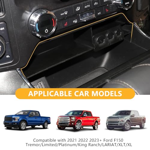 RERPRO Center Console Organizer Tray Compatible with 2021 2022 2023 2024 2025 Ford F150 Interior Accessories Insert Storage with Coin Holder Box Under Dash OEM Secondary Console Vault Bin - Image 5