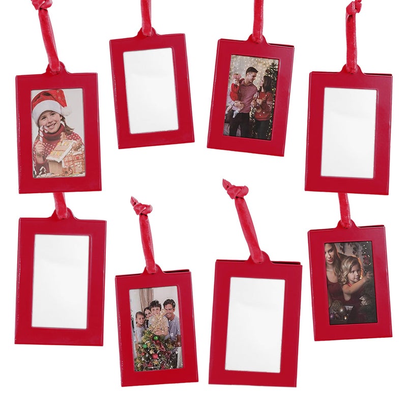 Klikel Klikel Picture Frames Ornament  Red Small Hanging Picture Frames  Photo Ornaments for Tree  Set of 8 