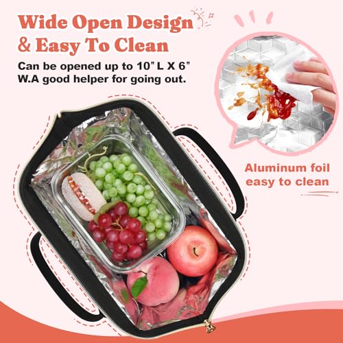 LOKASS Lunch Bag Women Insulated Lunch Box Wide-Open Lunch Tote Bag Large Drinks Holder Durable Nylon Thermal Snacks Organizer for Men Adults Work Picnic Hiking Beach Fishing, Lake Green + Black - Image 2