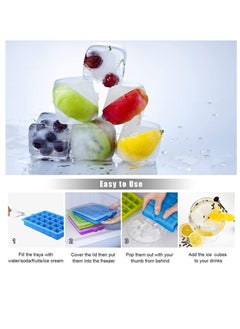 Y&D Ice Cube Trays 3 Pack, Silicone with Removable Lid Easy to Release Flexible Moulds, 24 Cubes per Tray for Cocktail, Whiskey, Baby Food, Chocolate, BPA Free (Green Purple Blue)  - Image 5
