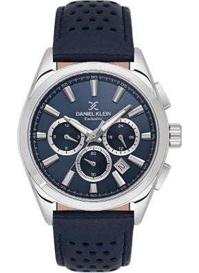 DANIEL KLEIN DK.1.13809-3 Exclusive Functions Active Leather Strap Navy Blue Men's Wristwatch  - Image 1