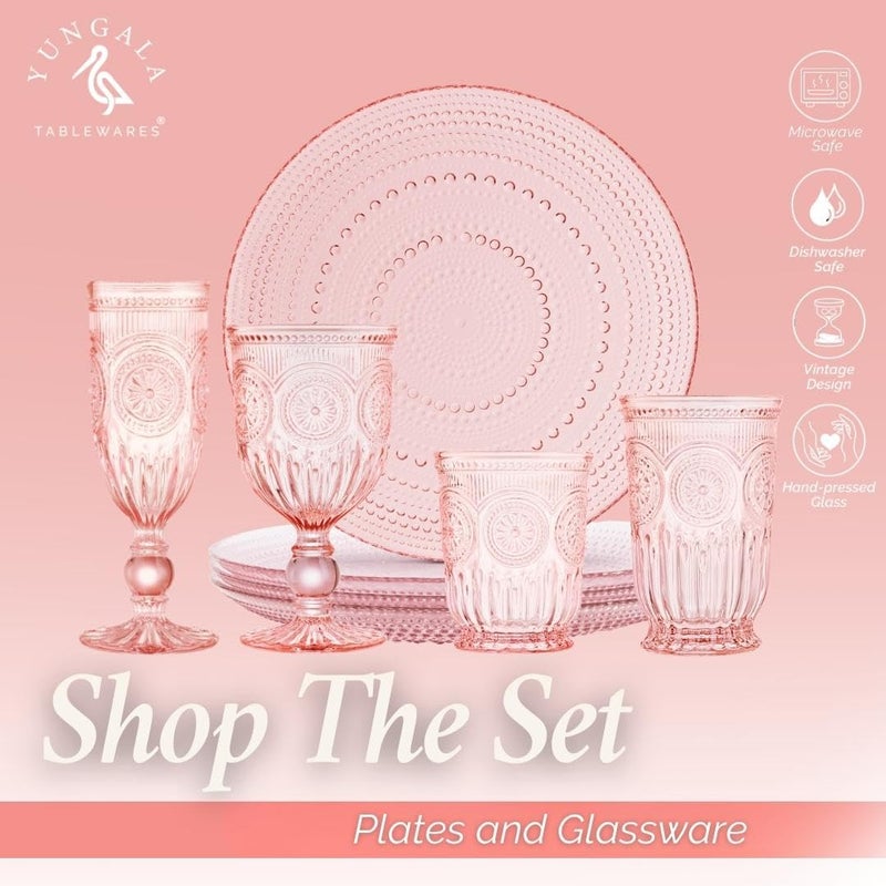 Yungala Pink Hobnail Plates, Set of 4 Glass Vintage 10.5â€ Dinner Plates that are Dishwasher Safe - Image 5