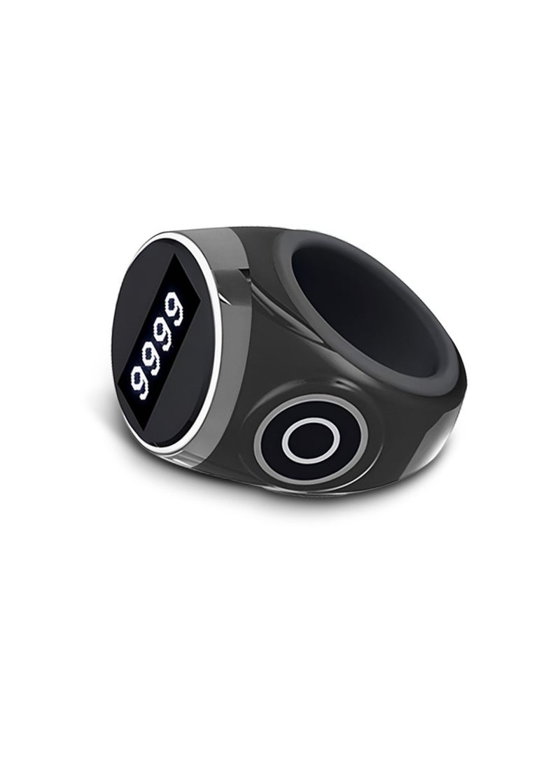 Accurate Tasbeeh Ring Automatic Counting, Muslim Smart Counter with Three Sizes Adjustment, Rechargeable Waterproof Electronic Counter, Perfect for Daily Prayers and Religious Ceremonies, Black  - Image 1