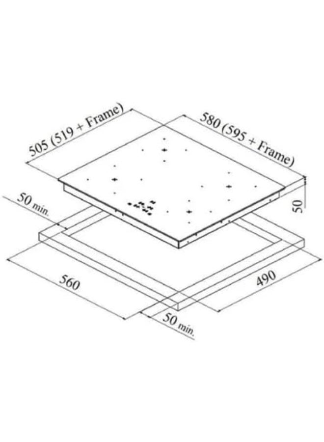 كيتشن لاين موقد كيتشن لاين كهربائي مدمج، 60 سم، 4 مناطق طهي سيراميك، أسود ، ZP.VTN04 - Image 4