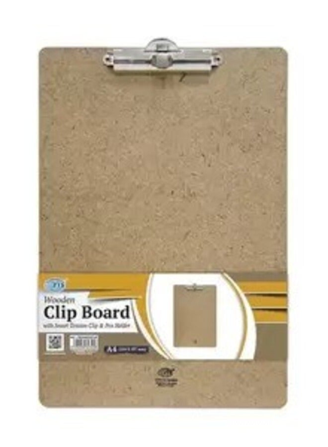 Fis Wooden Clip Boards (smart Tension Clip With Pen Holder), A4 Size