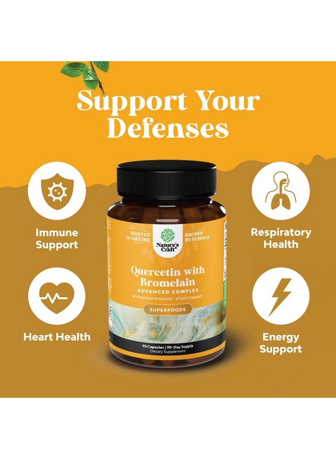 Natures Craft Pure Quercetin with Bromelain Supplement for Immune Aid - High Potent Quercetin 500mg Capsules with Bromelain for Immune Support & Breathing - Nutritional Respiratory Supplement - 90 Ct - Image 3