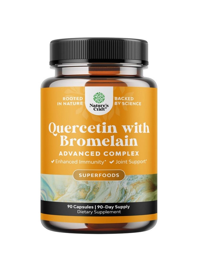 Natures Craft Pure Quercetin with Bromelain Supplement for Immune Aid - High Potent Quercetin 500mg Capsules with Bromelain for Immune Support & Breathing - Nutritional Respiratory Supplement - 90 Ct - Image 1