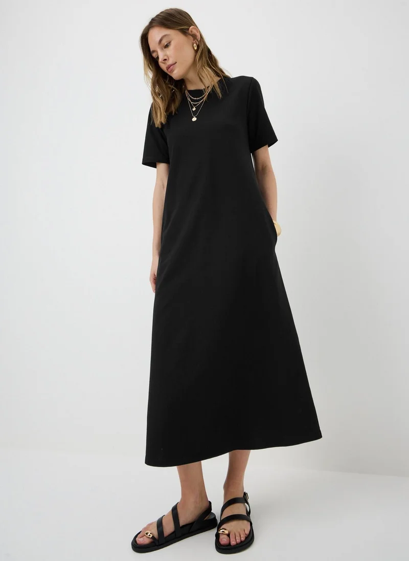 ماتلان Black Midaxi T-Shirt Dress
