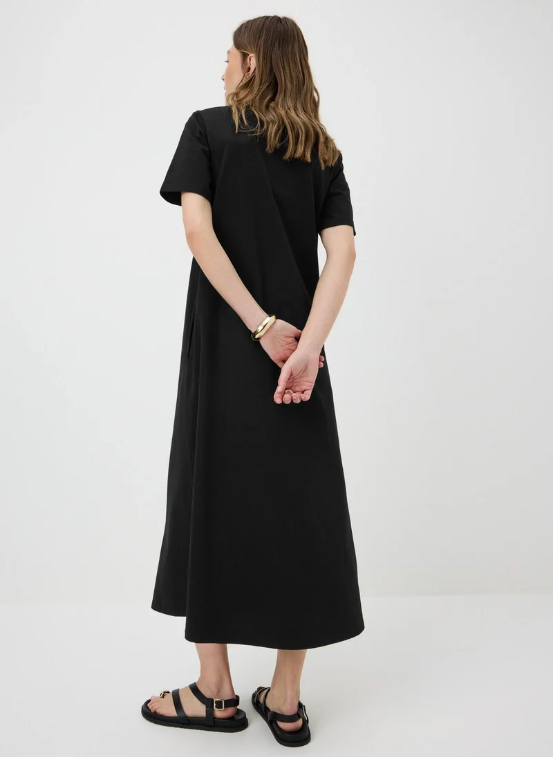 ماتلان Black Midaxi T-Shirt Dress