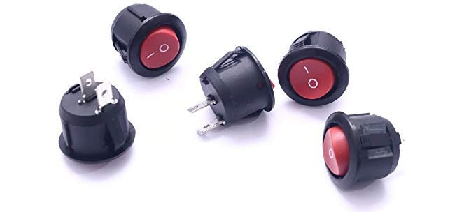 Electronicspices حزمة مفاتيح كهربائية من 10 مفاتيح ضوء أحمر SPST 2 دبابيس ON/OFF دائرية للزوارق - Image 1